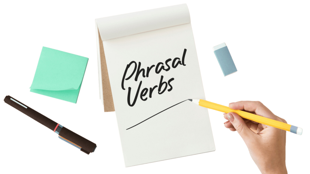 mão escrevendo phrasal verbs